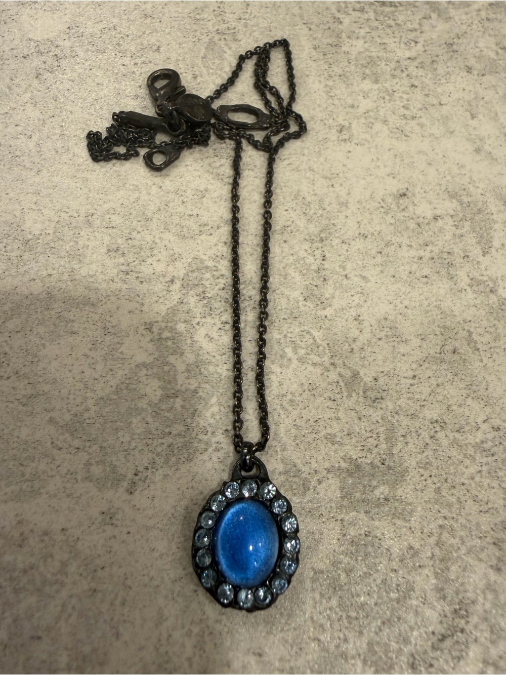 Blue Oval Crystal Pendant Necklace - Women Jewelry